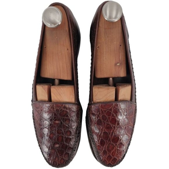 Vintage Bragano Cole Haan Alligator Crocodile Caiman Italy Leather Loafers Mens main image 11